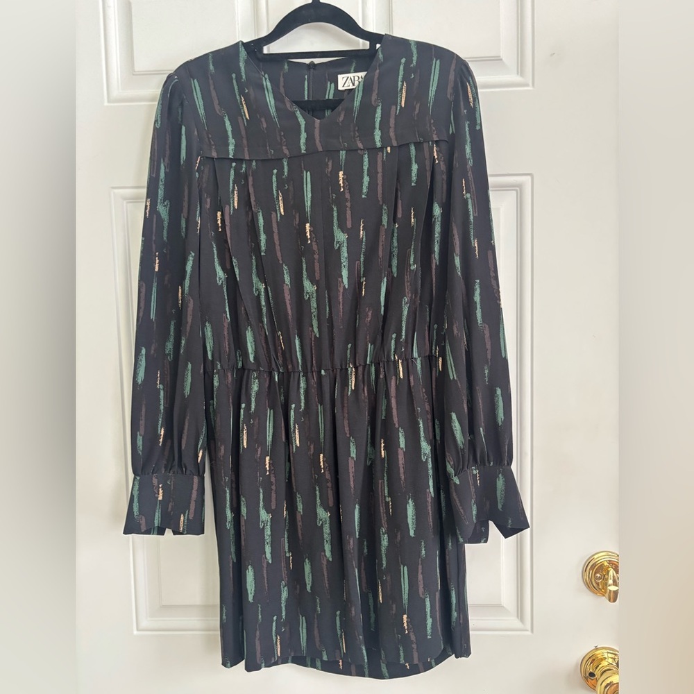 Zara Gabriela Abstract Patterned L/S Short Dress, Size Medium - Picture 5 of 15